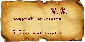 Mogyoró Nikoletta névjegykártya